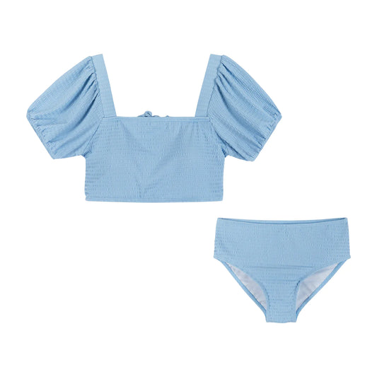 Blue Puff Sleeve Bikini