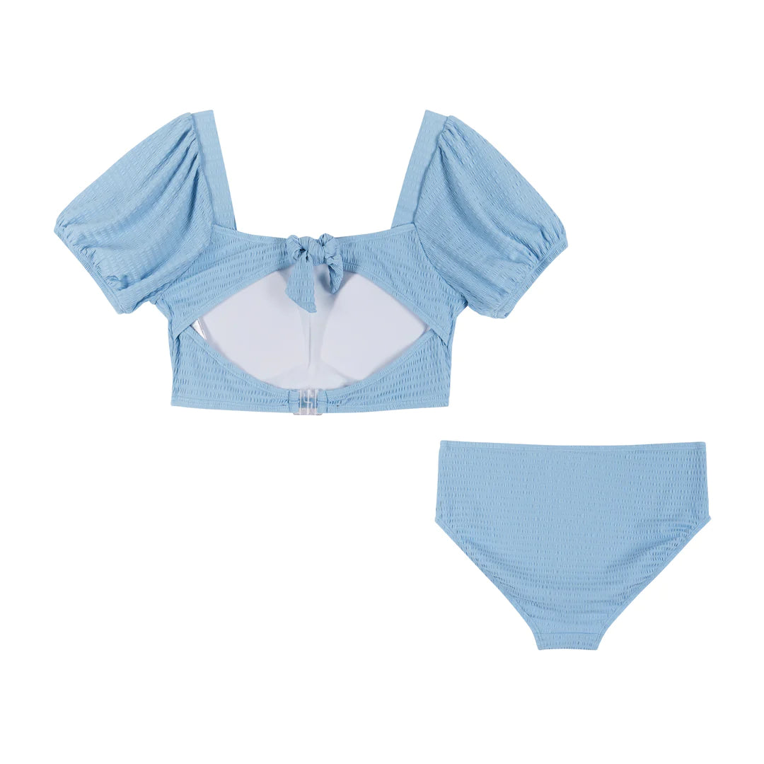 Blue Puff Sleeve Bikini