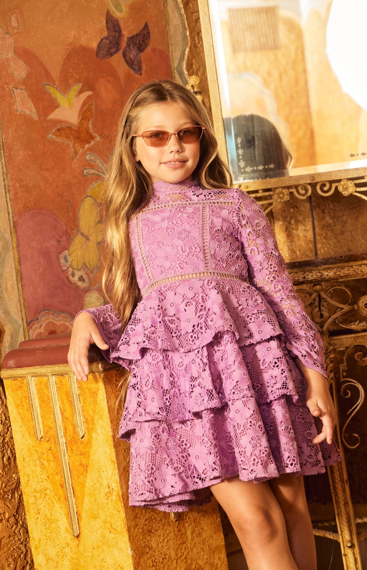Gianna Embroidery Mini Dress Grape