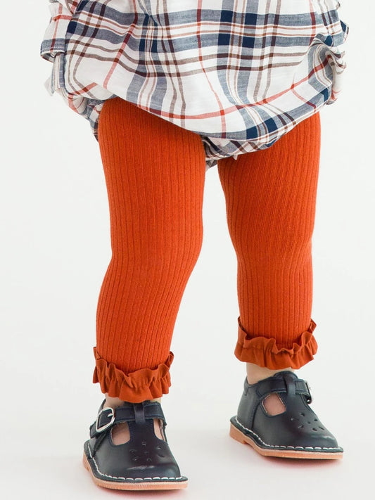 Rust Rib Footless Tights