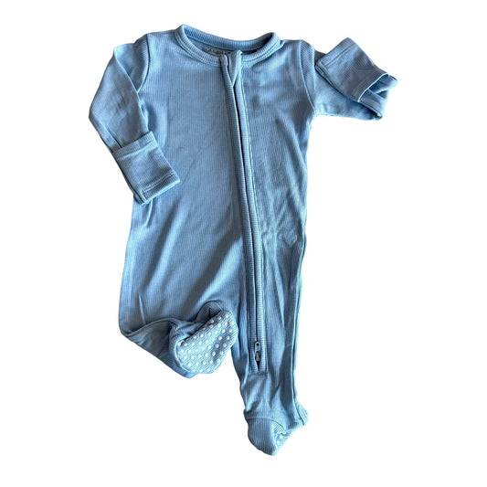 Ribbed Subdued Blue Footie