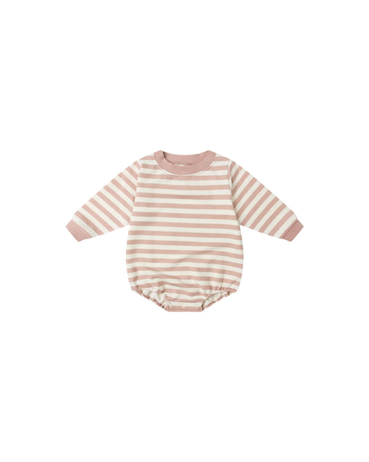 Crewneck Bubble Romper || Pink Stripes