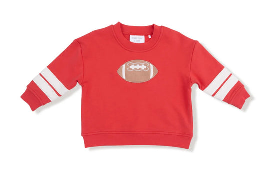 Red Varsity Striped Football Sweatshirt