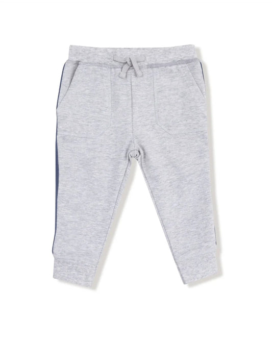 Light Heather Grey Jogger with Varsity Stripes