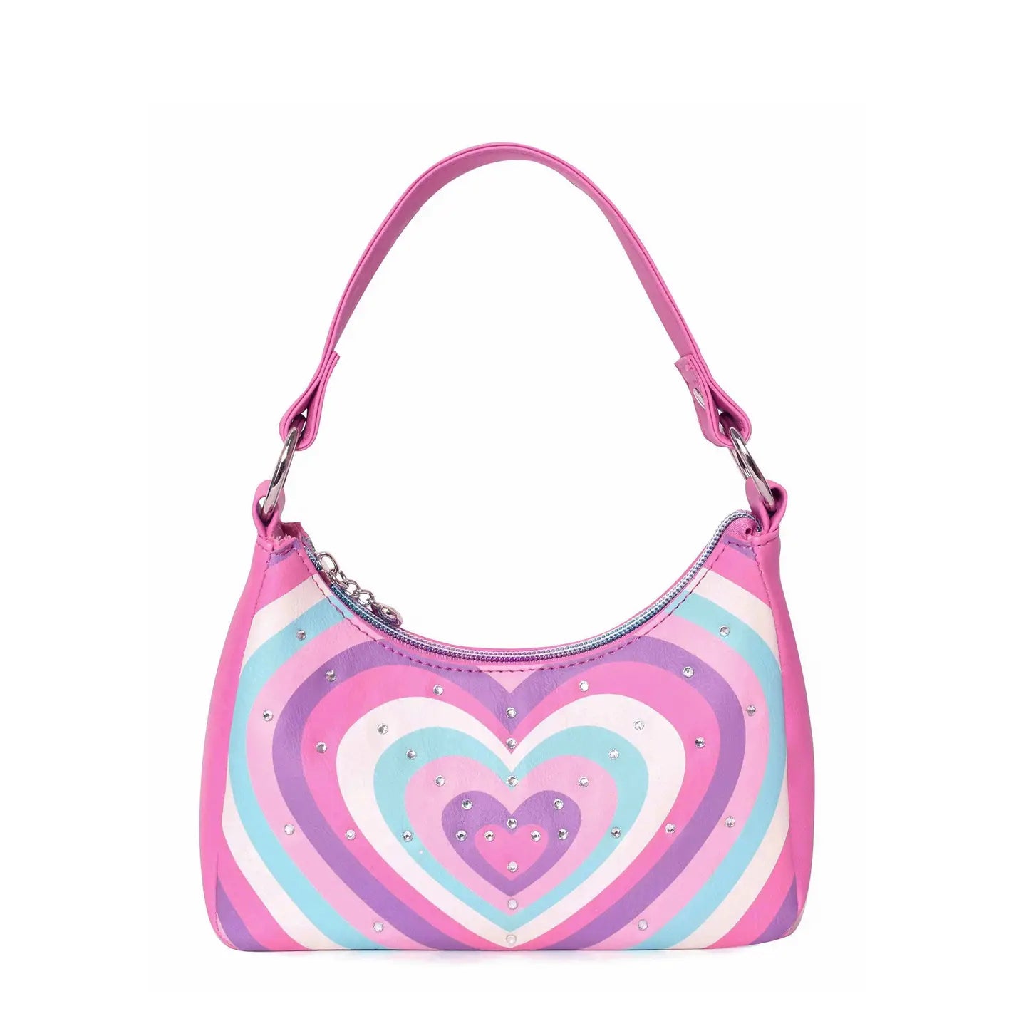 Rayed Heart Rhinestone Crescent Bag