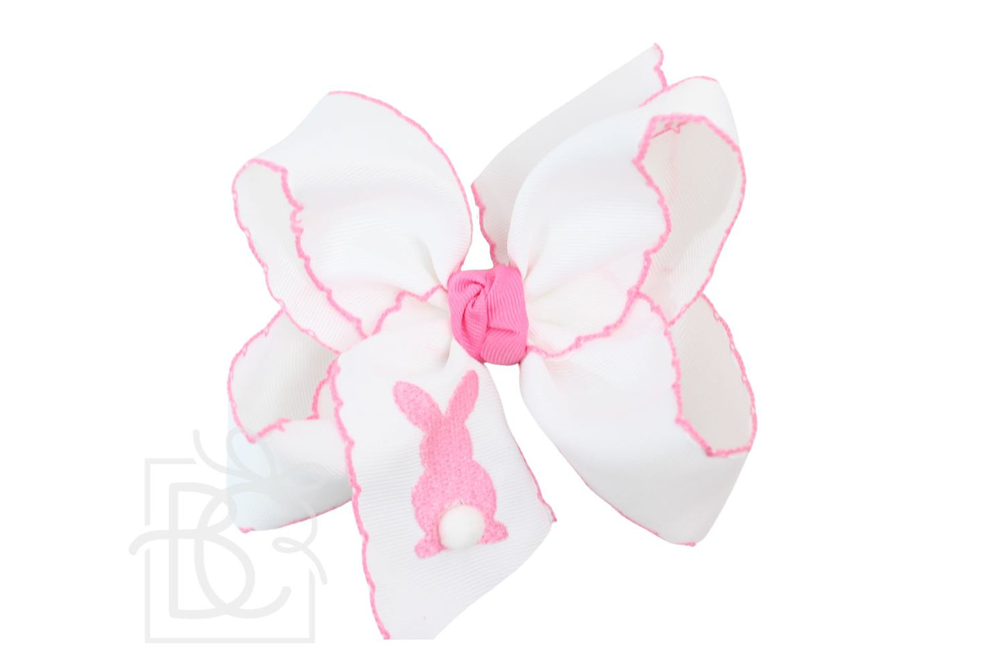 White & Hot Pink Bunny Bow