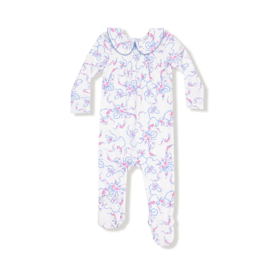 Ribbon Floral Fling Peter Pan Collar Footie