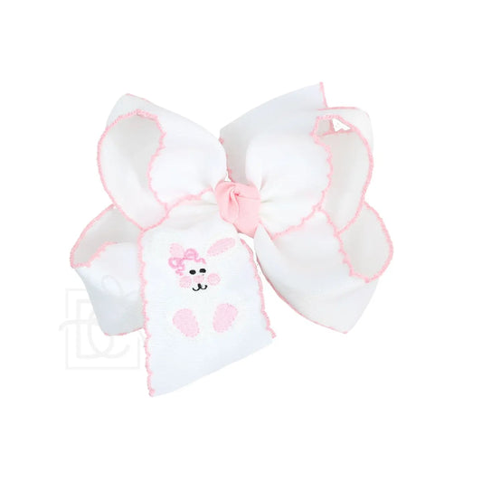 White & Pink Embroidered Bunny Bow