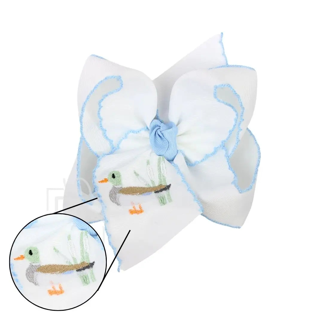 White & Light Blue Duck Bow Huge