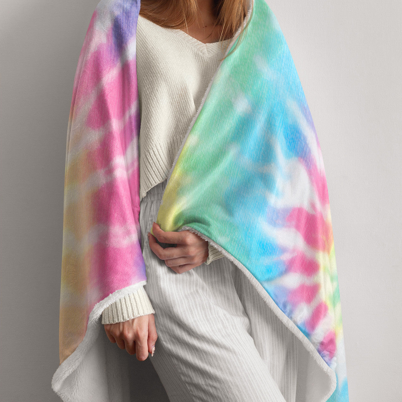 Pastel Delight Tie Dye Fuzzy Throw Blanket