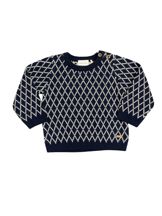 Navy & White Knit Pullover