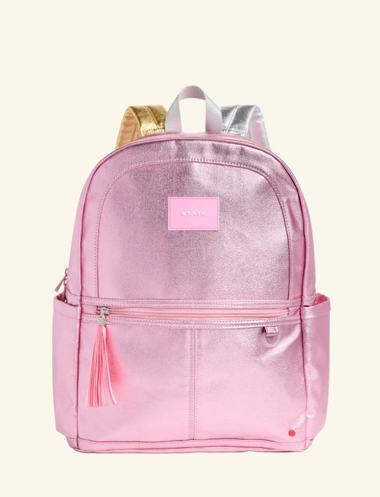 Pink/Silver Kane Double Pocket Backpack