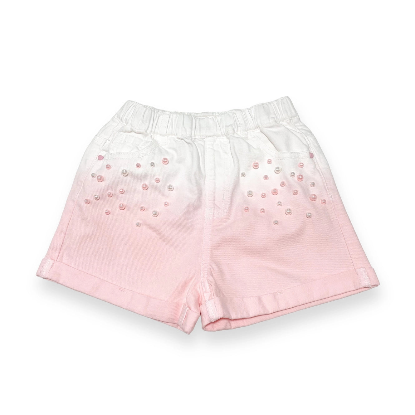 Dip Dye Pearl Stud Pink Denim Shorts