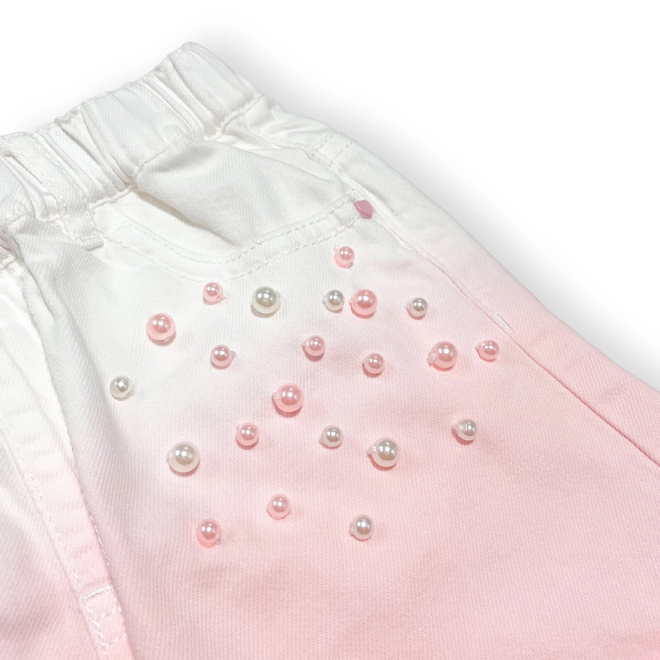 Dip Dye Pearl Stud Pink Denim Shorts