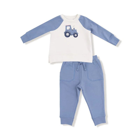 Mini Tractor Blue Sweatshirt & Jogger Set