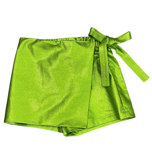 Metallic Green Tie Skort