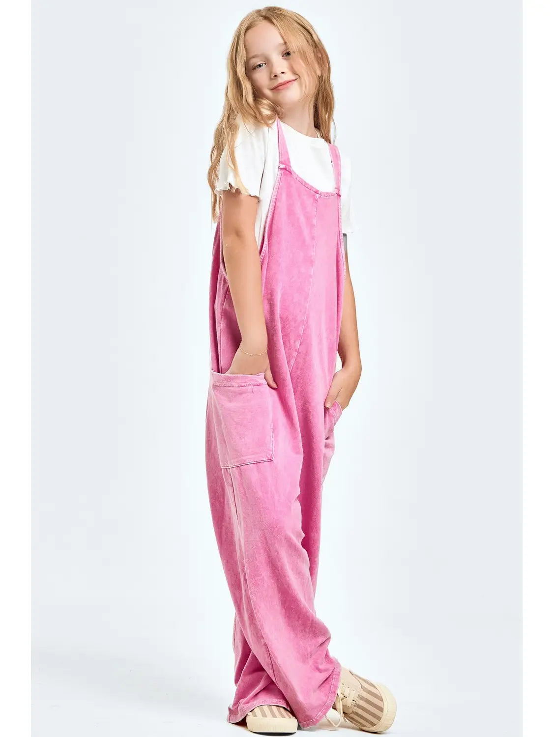Pink Mineral Wash Wide Leg Jumpsuit