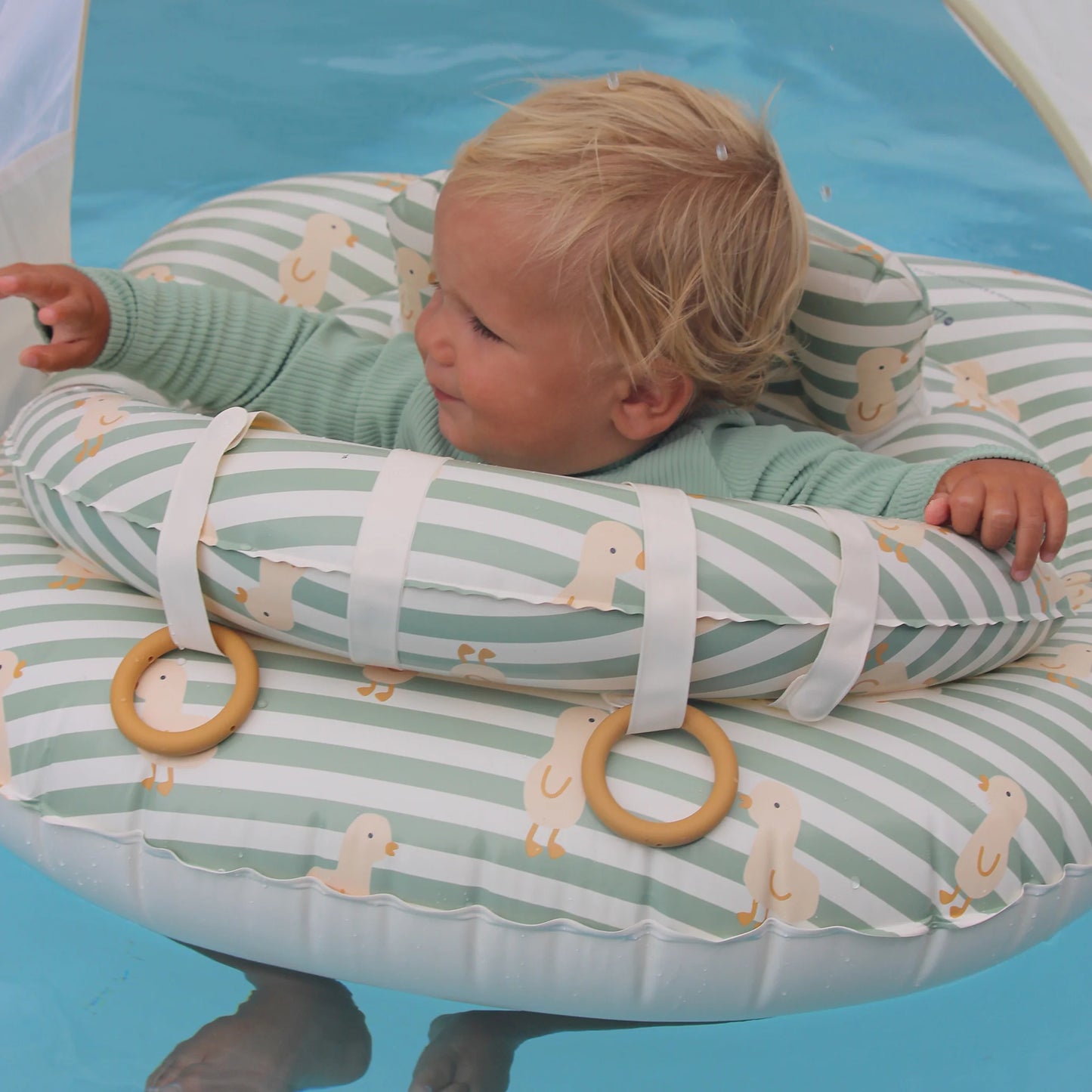 Baby Float Duck Sage Stripe