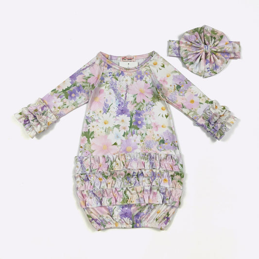 Lavender Garden Baby Gown
