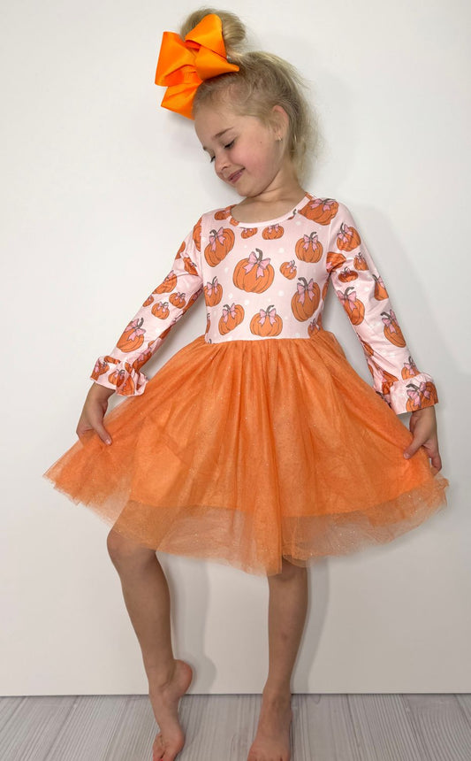 Pumpkin Bow Tutu Girls Dress
