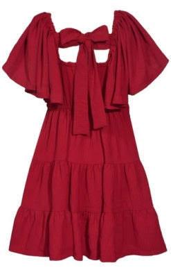 Burgundy Smocked Tiered Dress