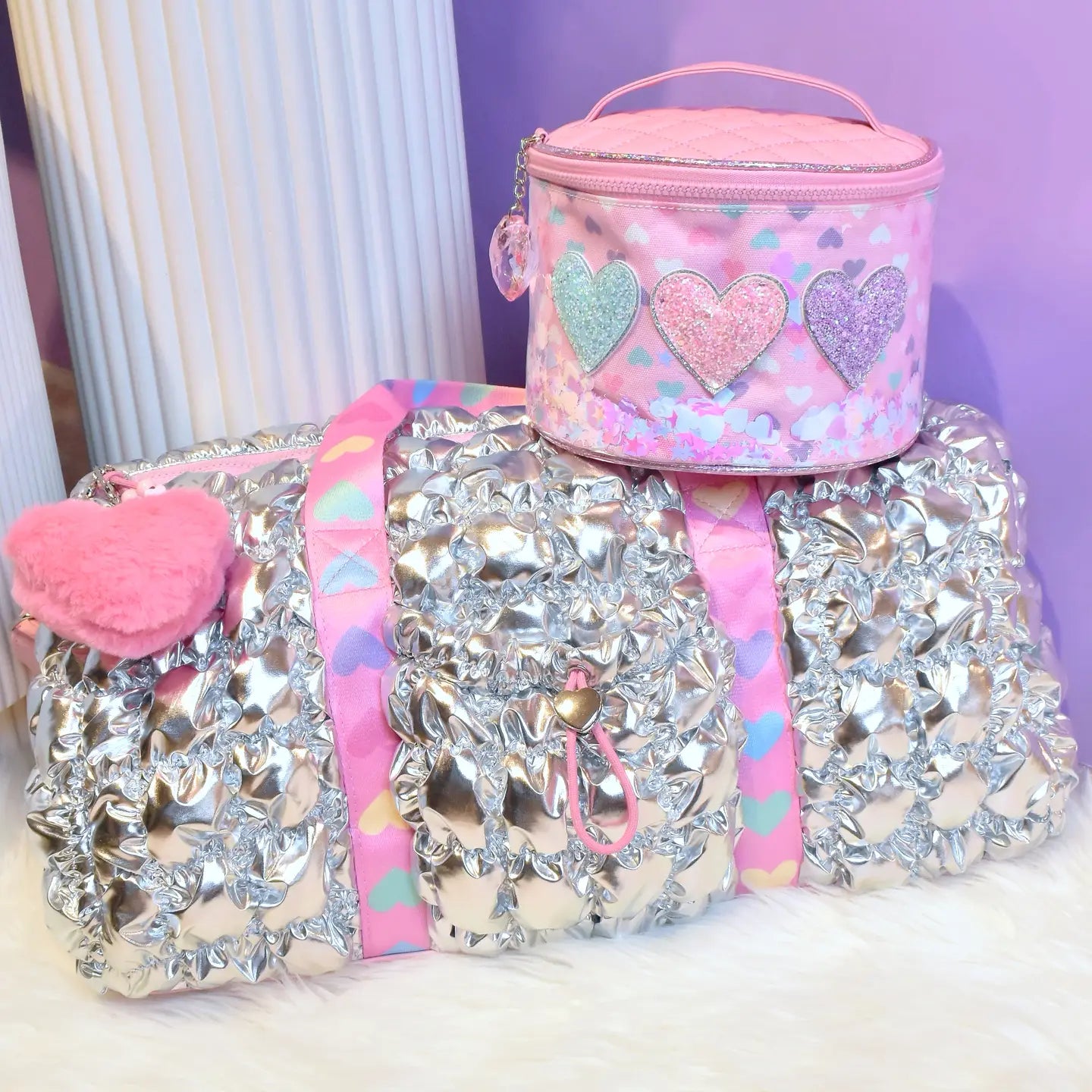 Scrunchies Metallic Barrel Duffle Bag
