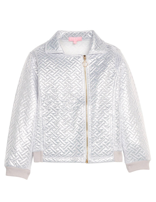 Silver Quilted Moto Jacket
