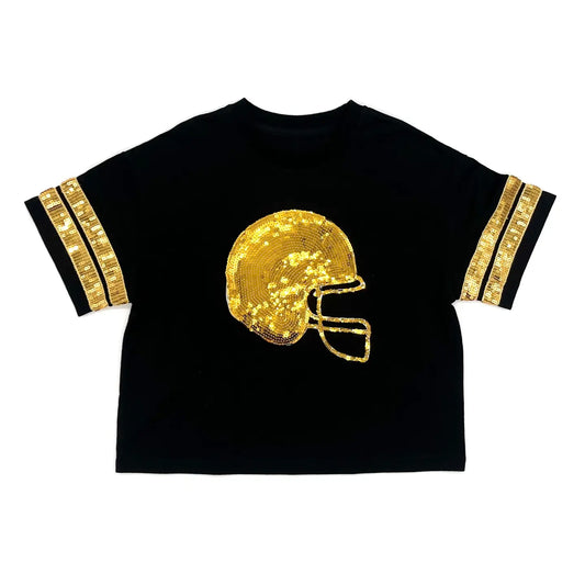 Black & Gold Sequin Helmet Tee