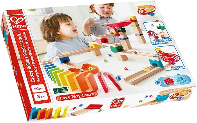 Crazy Rollers Stack Track Wooden DIY Marble Run Set