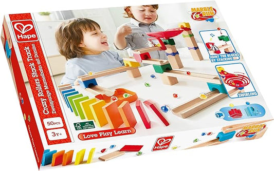 Crazy Rollers Stack Track Wooden DIY Marble Run Set