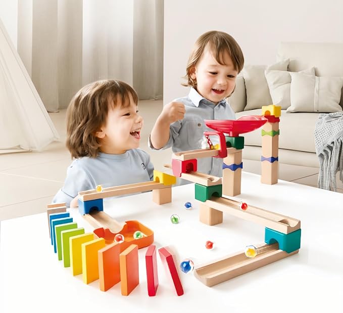 Crazy Rollers Stack Track Wooden DIY Marble Run Set