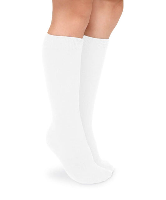 White Cotton Knee High Socks 2pk