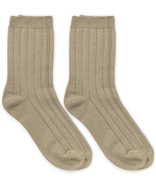 Khaki Bamboo Wide Rib Crew Socks 2 Pair Pack 08014