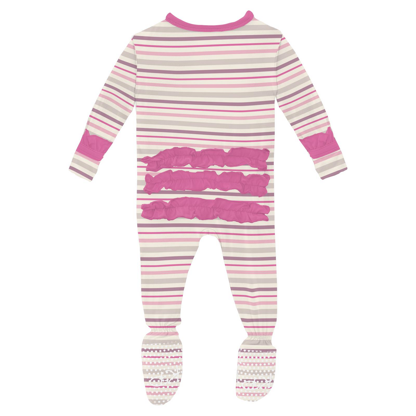 Whimsical Stripe Ruffle Footie W Snaps