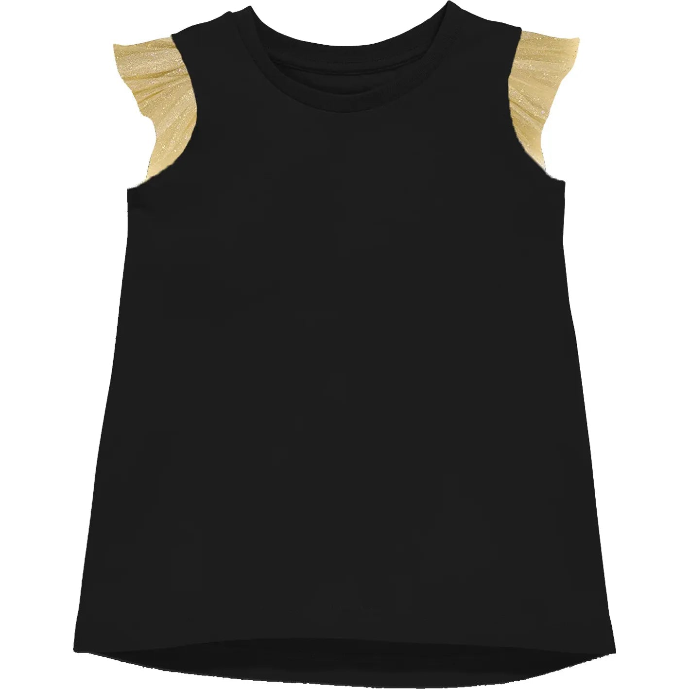 Black Tee w Gold Glitter Sleeve