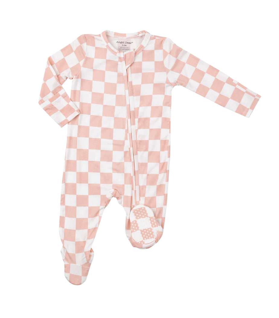 Checkerboard Pink Footie