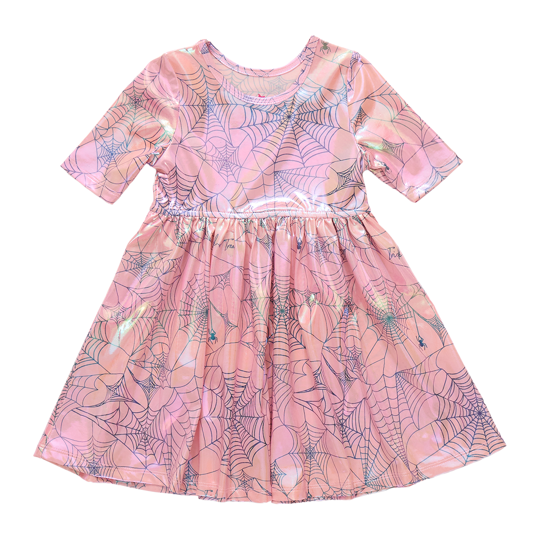 Pink Spider Web Lame Steph Dress