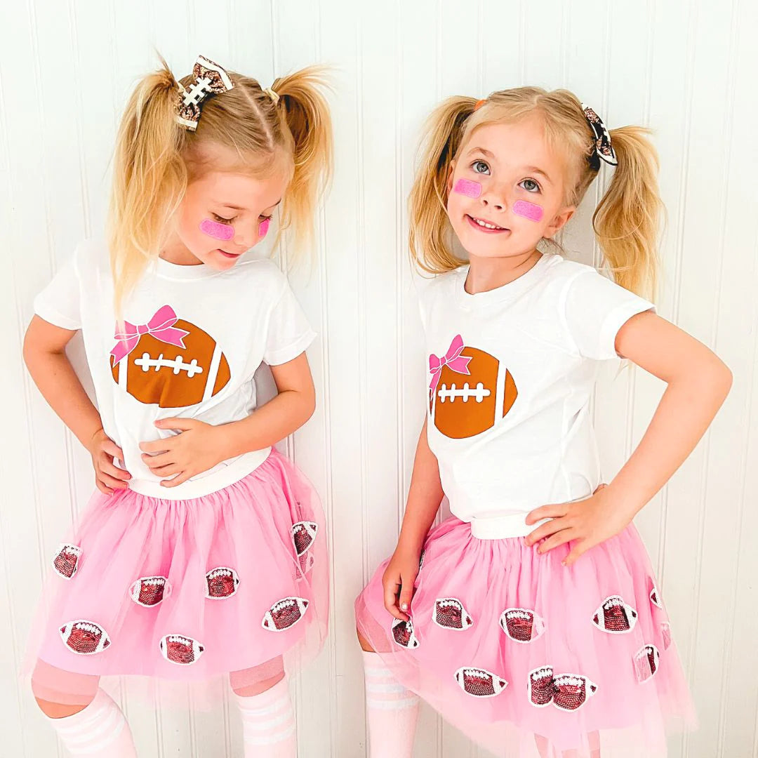 Football Bow White T-Shirt