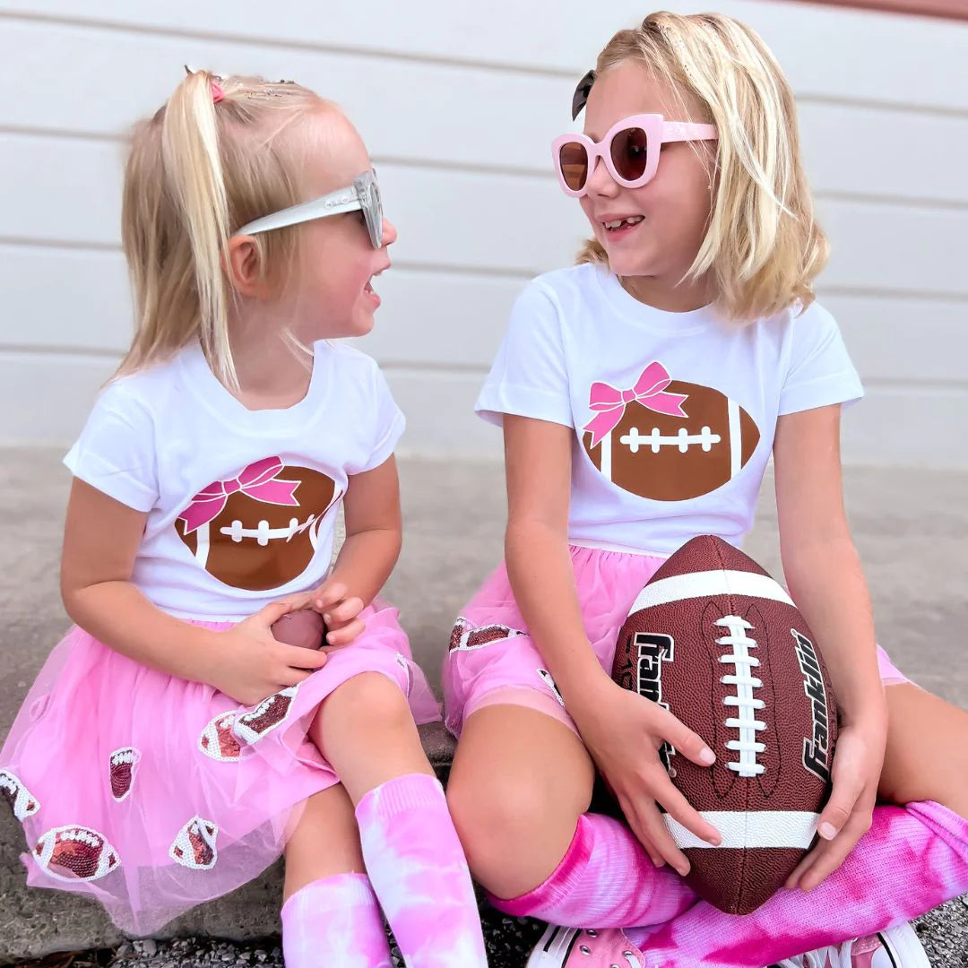 Football Bow White T-Shirt