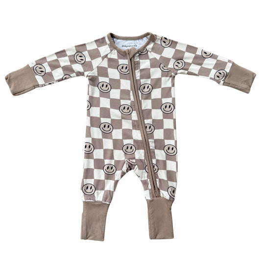 Smiley Check Portabella Convertible Footie