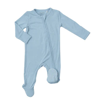 Dream Blue Solid Zip Footie