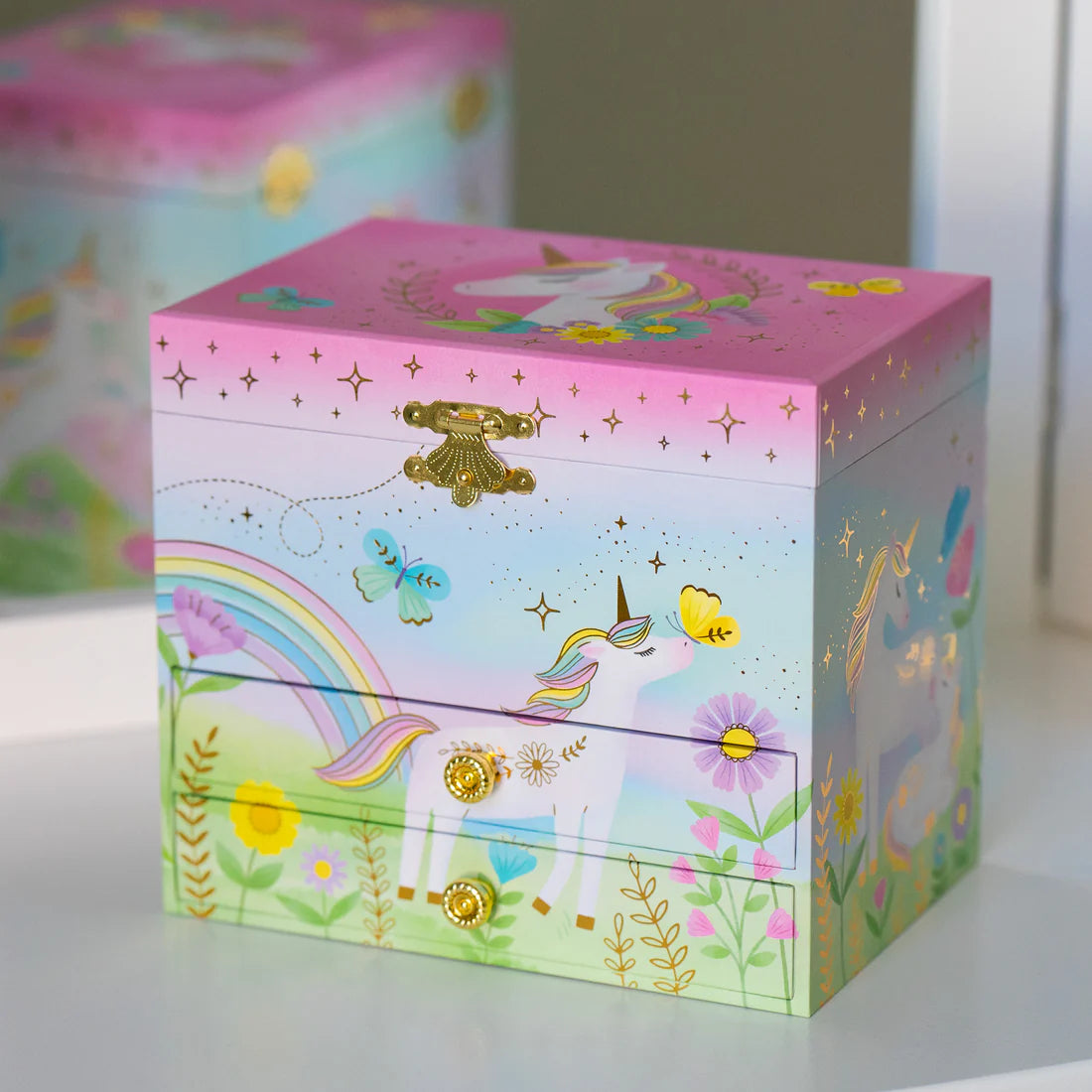 Floral Unicorn Musical Jewelry Box