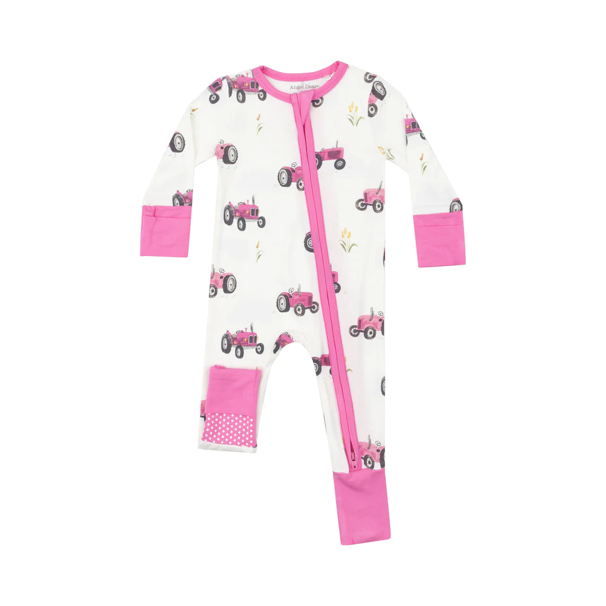 Pink Tractors Zip Romper