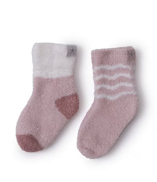 CozyChic Lite® Baby Sock Stripe Set Dusty Rose Multi