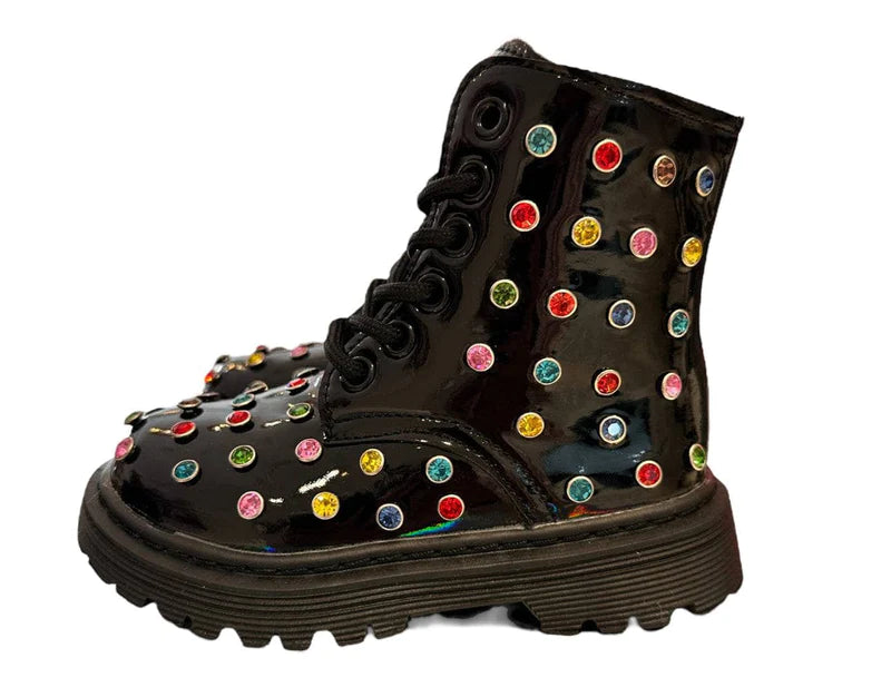 Rainbow Crystal Black Boot