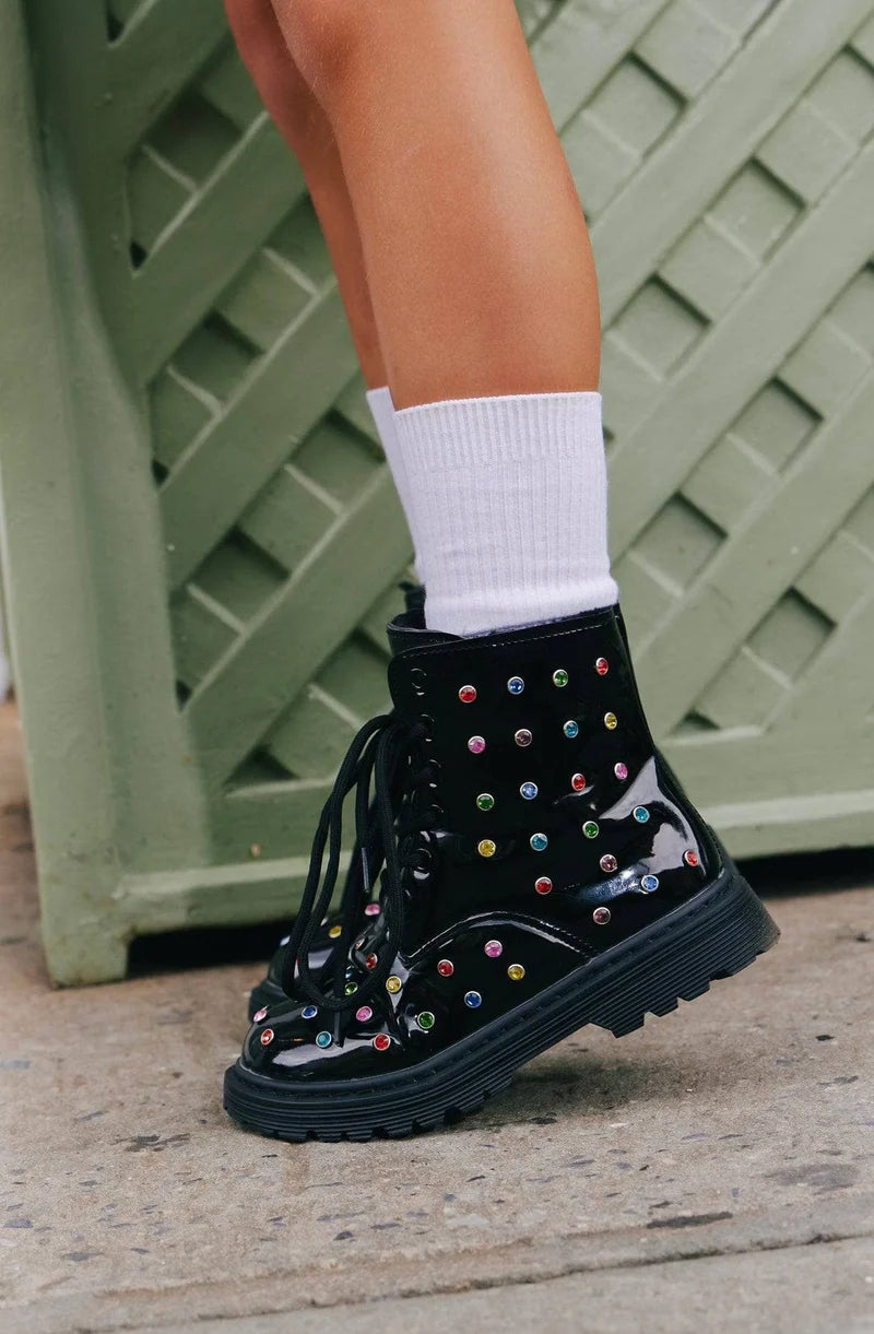 Rainbow Crystal Black Boot