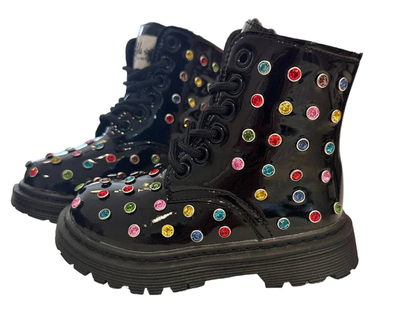 Rainbow Crystal Black Boot