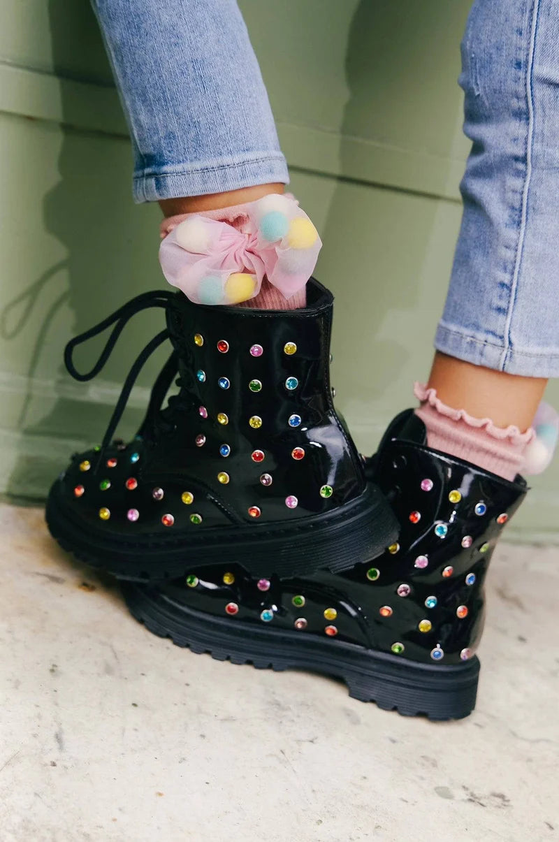 Rainbow Crystal Black Boot