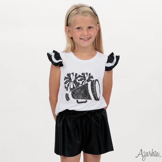 Black Sequin Game Day Tee