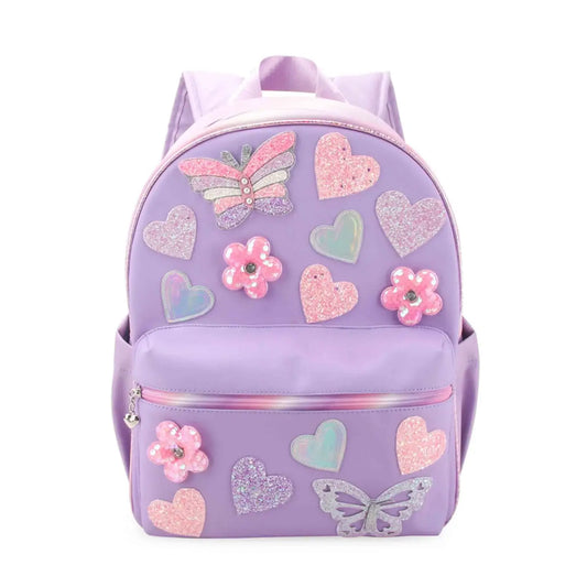 Purple Butterfly, Heart & Daisy Backpack